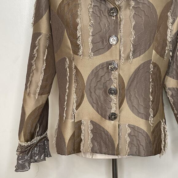 TAYLOR G Dallas Texas size MEDIUM Jacket Embroidered Layered Sleeves USA BRONZE - Picture 4 of 15
